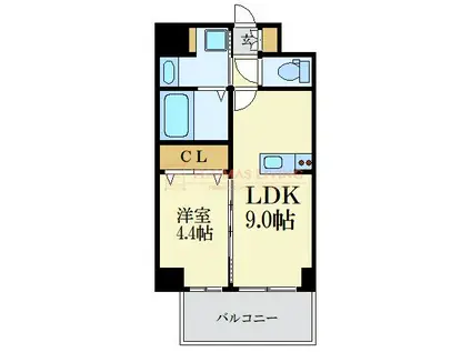 リシェ薬院(1LDK/6階)の間取り写真