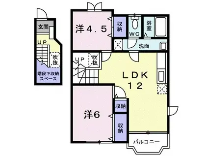 ニュークレストール内藤(2LDK/2階)の間取り写真