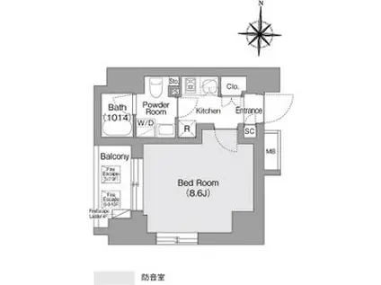 コンフォリア・リヴ森下MUTIO(1K/7階)の間取り写真