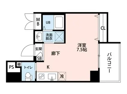 トラストビル姪浜(ワンルーム/2階)の間取り写真