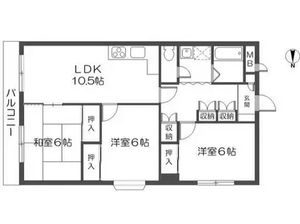 アプレミディ(1DK/3階)の間取り写真