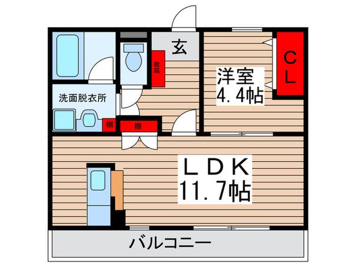エクシード新松戸(1LDK/2階)の間取り写真