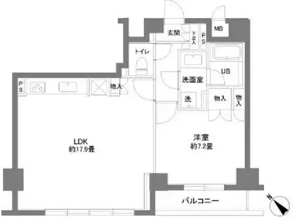 カスタリア御茶ノ水(1LDK/4階)の間取り写真