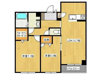 ヴォワ・ラクテ(2LDK/1階)の間取り写真