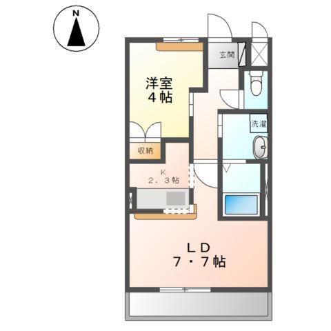 グリーングラス(1LDK/1階)の間取り写真