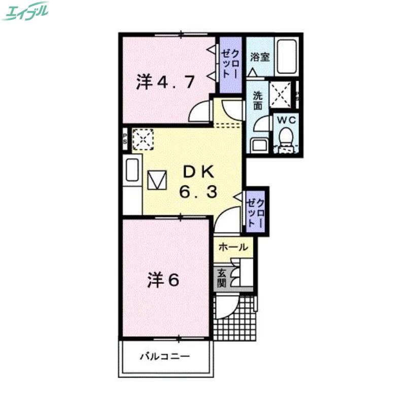 ユーヒルズ大崎(2DK/1階)の間取り写真