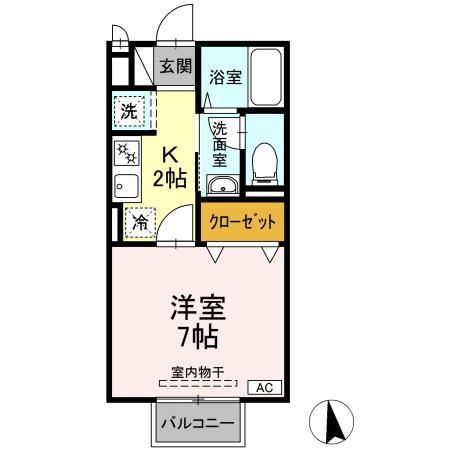 プレジール(1K/2階)の間取り写真