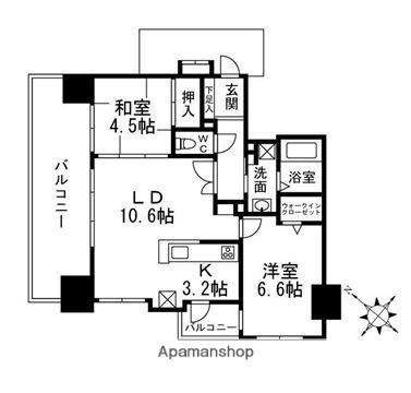 モントーレ荒江レジデンシャルタワー(2LDK/12階)の間取り写真