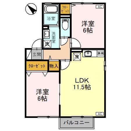 リトル・K B(2LDK/2階)の間取り写真