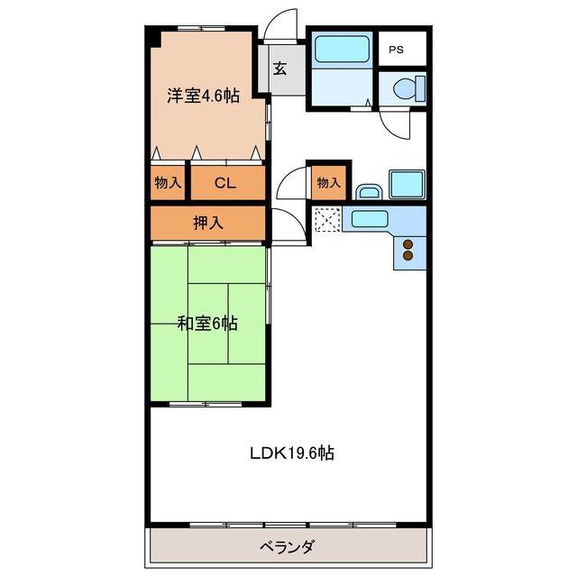 アンファミーユ・西小路(2LDK/2階)の間取り写真