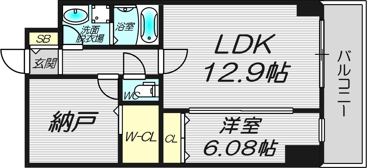 GROOVE豊中レジデンス(1SLDK/6階)の間取り写真