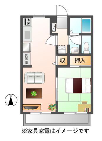 シャルマンシティー(1LDK/1階)の間取り写真