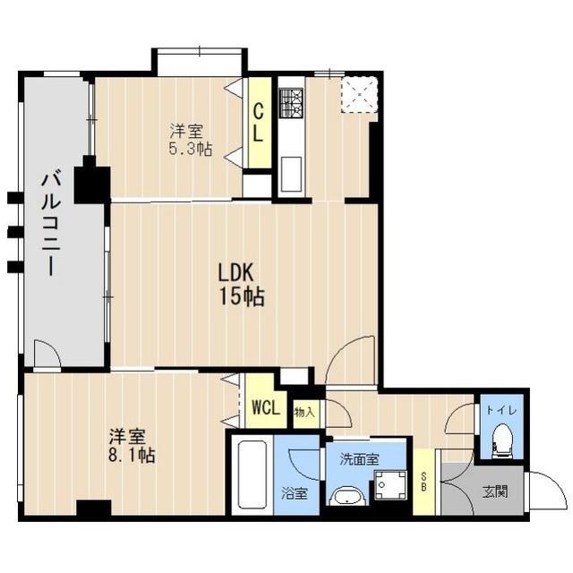 APEX神園(2LDK/5階)の間取り写真