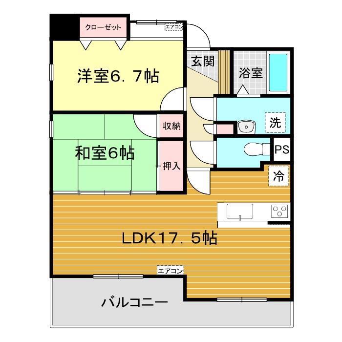 エルベノームくら(2LDK/4階)の間取り写真
