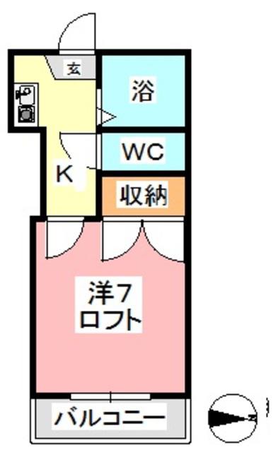 ホープロッジ北畝(1K/2階)の間取り写真