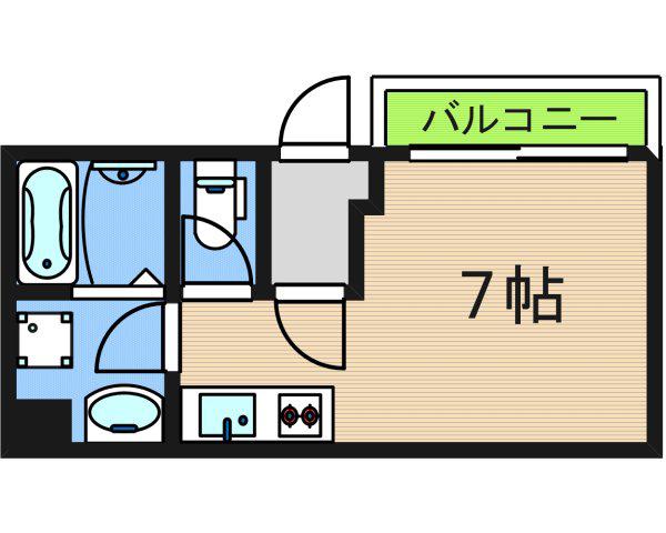 メビウス天下茶屋レジデンス(ワンルーム/1階)の間取り写真