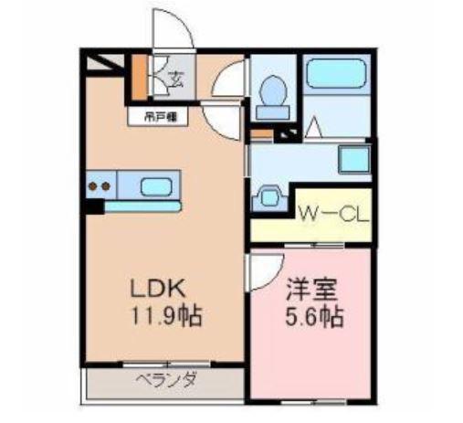 ヴィーナス・ヒルズ近見(1LDK/4階)の間取り写真