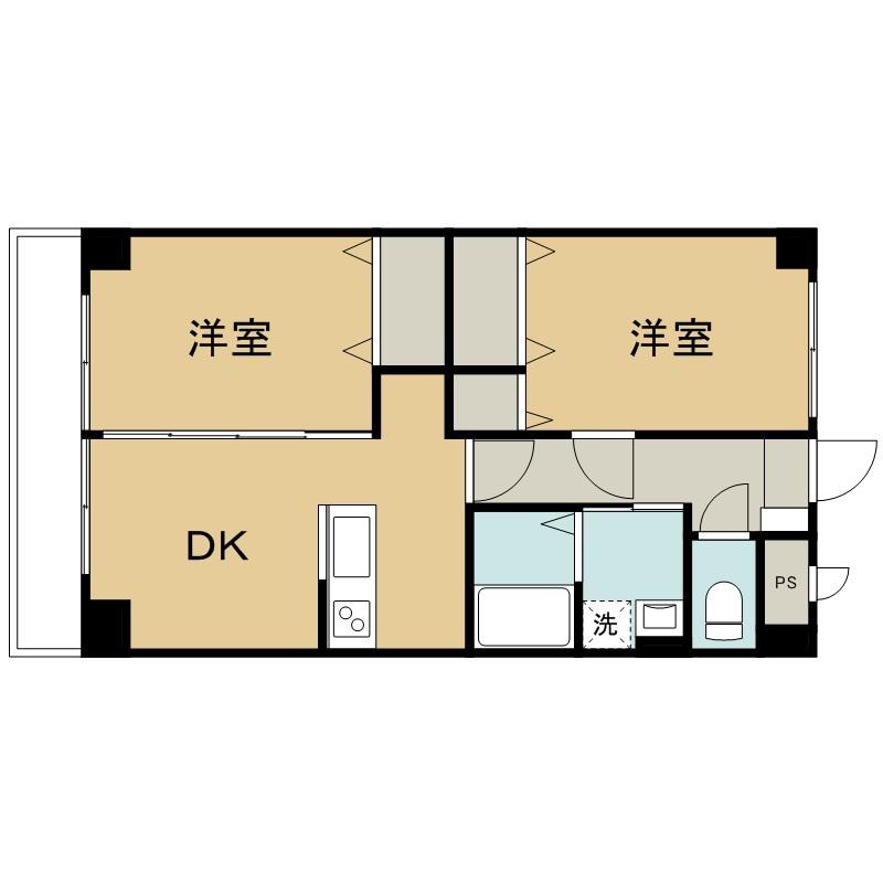 グランフォート盛南(2DK/2階)の間取り写真