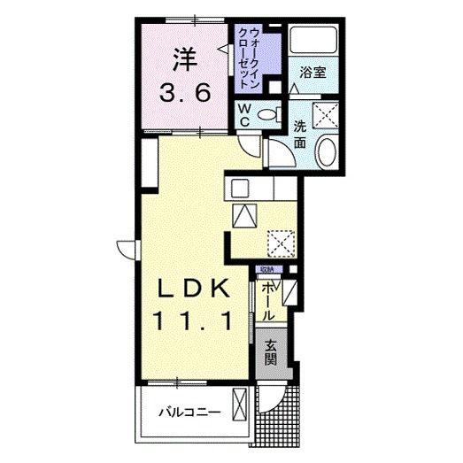 ヴィラ・ステイサイドD(1LDK/1階)の間取り写真
