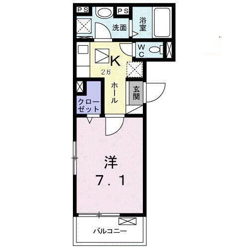 リオン A(1K/1階)の間取り写真