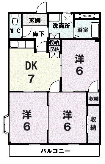 マリッチ赤城(3DK/1階)の間取り写真