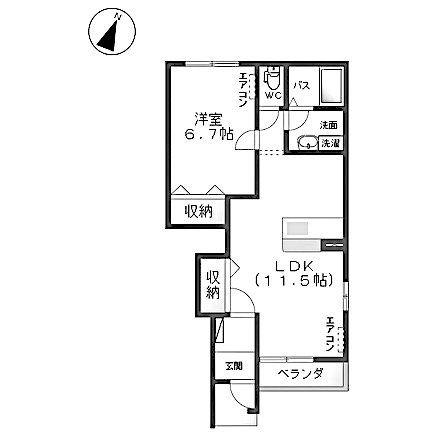 クレド御茶園(1LDK/1階)の間取り写真