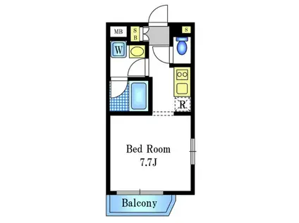 エクセリア千歳船ベルデ(ワンルーム/2階)の間取り写真