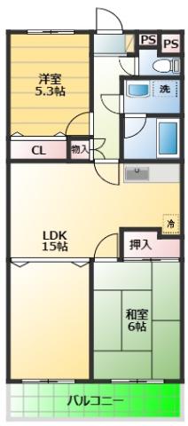 グランクールII(2LDK/1階)の間取り写真