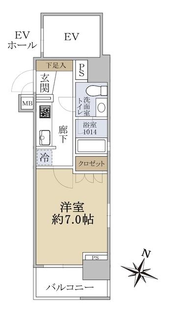 アンディーン月島(1K/10階)の間取り写真