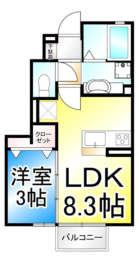 ピースヒルズ(1LDK/1階)の間取り写真