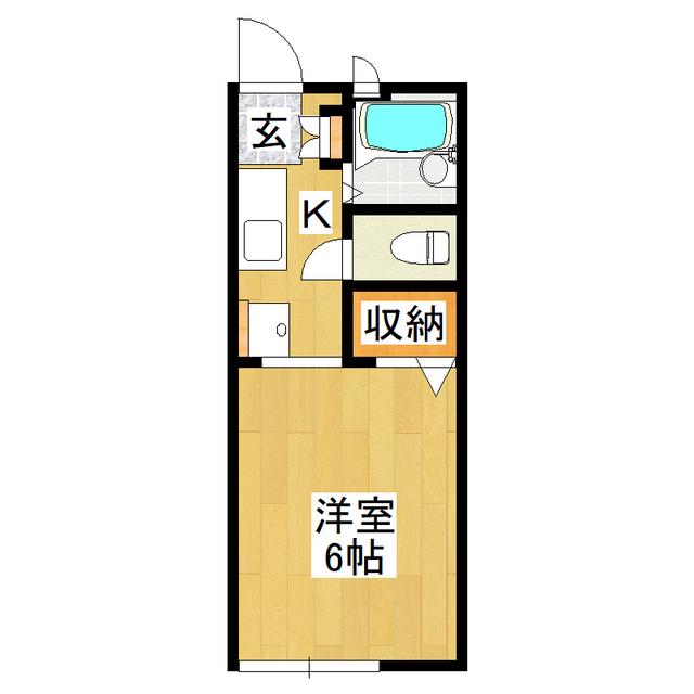 カーサ阿見(1K/1階)の間取り写真