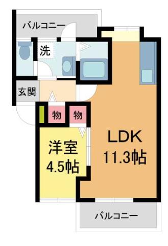 VIEWTERRACE売布III(1LDK/2階)の間取り写真