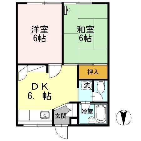 コーポ広戸(2DK/2階)の間取り写真
