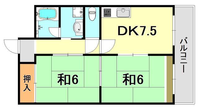 ハイツ菊水(2DK/5階)の間取り写真