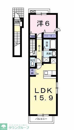 プリティ(1LDK/2階)の間取り写真