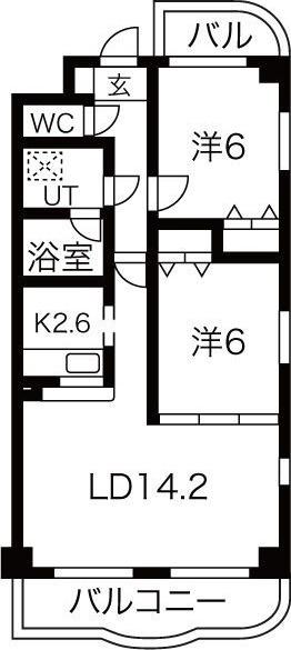 セントレア余野(2LDK/1階)の間取り写真