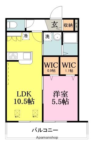 J.R.HILL(1LDK/2階)の間取り写真