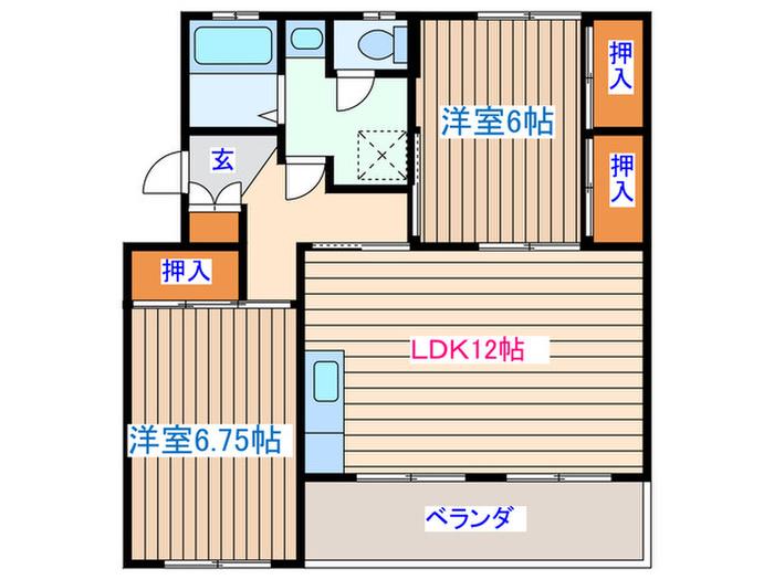 川添ハイツ(2LDK/2階)の間取り写真