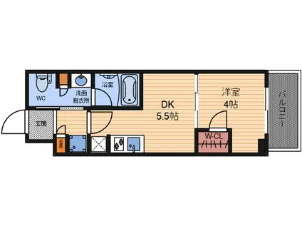 ザ・パークハビオ同心(1DK/6階)の間取り写真