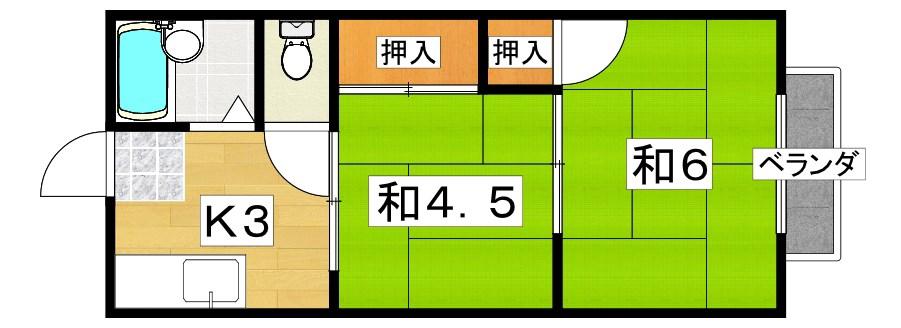 翆甲園ハイツ(2K/2階)の間取り写真