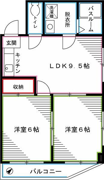 グレースユギ(2LDK/3階)の間取り写真