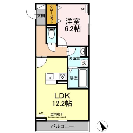 オッツ一宮(2LDK/2階)の間取り写真