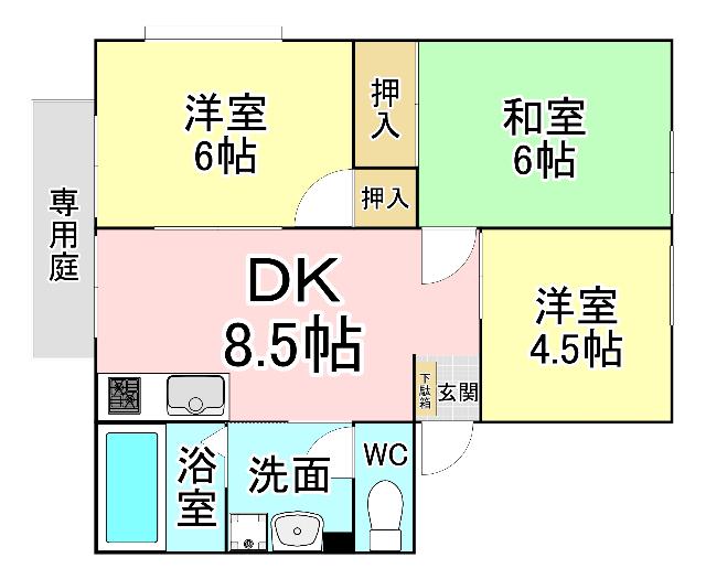サクセス葛原(3DK/1階)の間取り写真