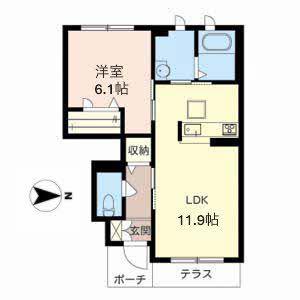 SERENA VILLA SK(1LDK/1階)の間取り写真