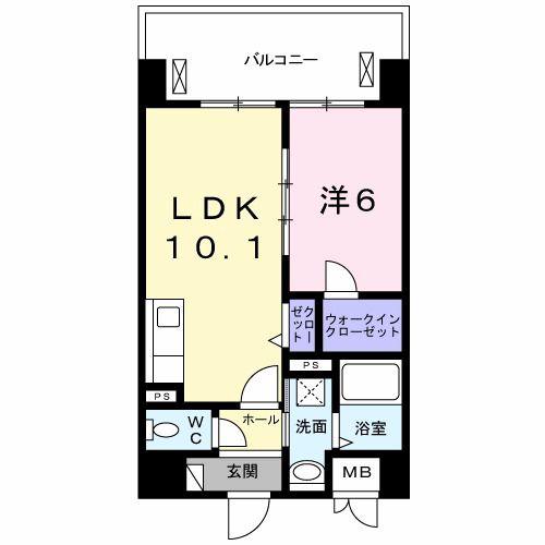 ヴァンヴェール森の宮(1LDK/11階)の間取り写真