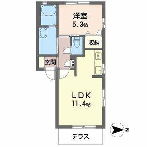 シャーメゾンかみや A棟(1LDK/1階)の間取り写真