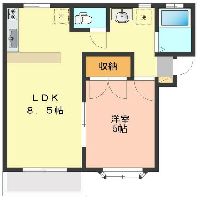 ファースト(1LDK/2階)の間取り写真