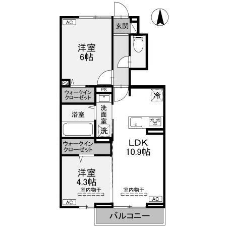 ハイトラスト A(2LDK/1階)の間取り写真