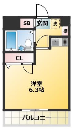 LEXES千鳥(ワンルーム/4階)の間取り写真