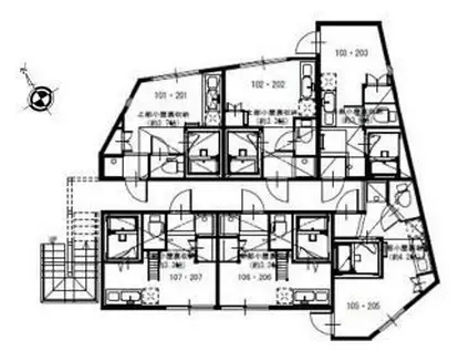プライムテラス立川羽衣町(ワンルーム/2階)の間取り写真